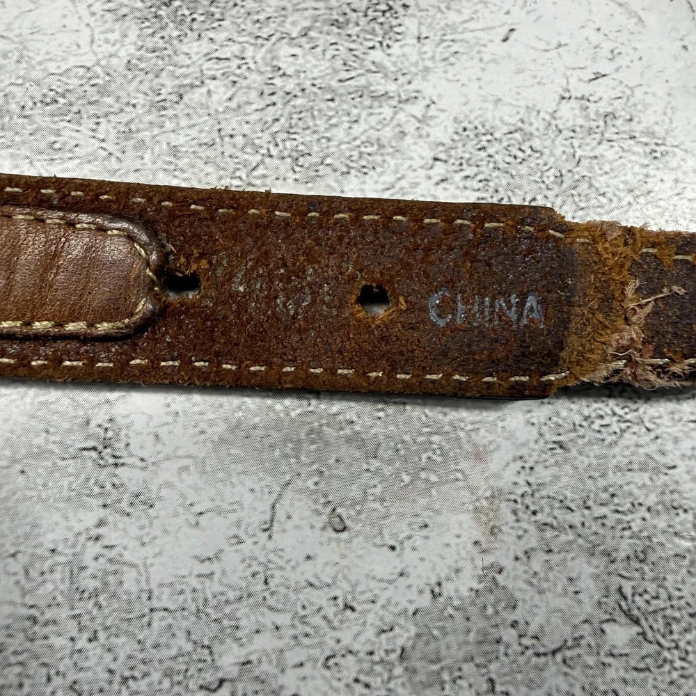 Vintage Justin Western Belt Mens 30 Brown Leather Concho Braided Silver Floral